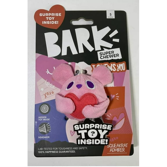 Bark Box Super Chewer I Chews You Squeakrat Admirer Squeaker Dog Toy Small 0-20lbs
