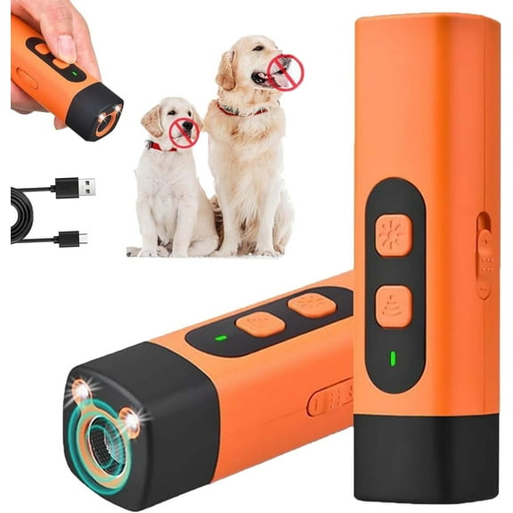 Bark Button for Dog, 2025 Upgrade Barkbutton Pro Dogs, Ultrasonic Dog Bark Deterrent Device, Three Adjustable Levels with Led Flashlight Suitable Training (1*Orange)