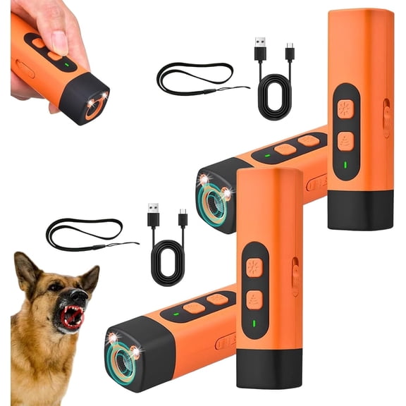 Bark Button for Dog, Dog Bark Deterrent Device, Ultrasonic Dog Deterrent, Humane & Effective, One-Button Driving/Training, Three Adjustable Levels, Dual Flashing Lights, for All Dogs