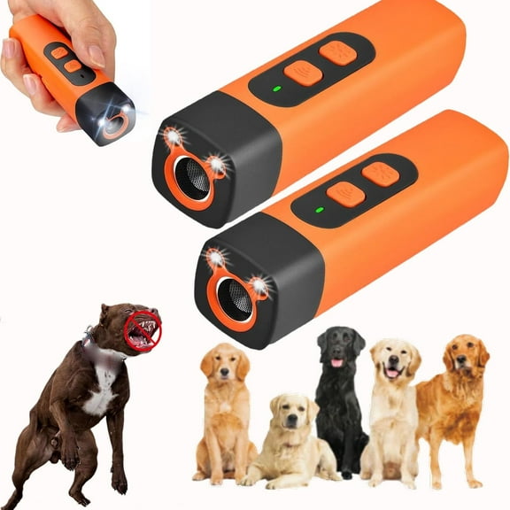 Bark Button for Dog, Dog Bark Deterrent Devices, Stop Barking Instantly, Gently & Safely 50 FT Range Indoors Outdoors, Rechargeable, Portable for Small Medium & Big Dogs (Orange 2PCS)