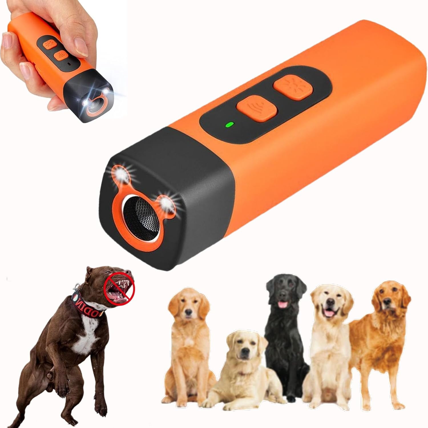 Bark Button for Dog, Dog Bark Deterrent Devices, Stop Barking Instantly, Gently & Safely 50 FT Range Indoors Outdoors, Rechargeable, Portable for Small Medium & Big Dogs (Orange 1PCS)