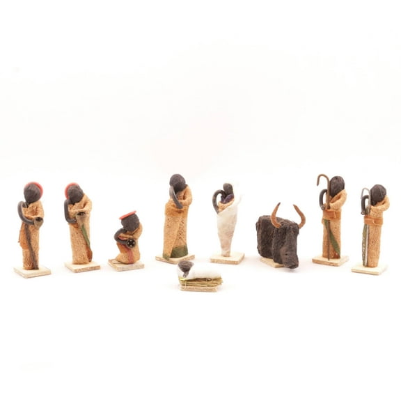 Bark Cloth Nativity Figurine Set - Fair Trade Handmade in Uganda, East Africa