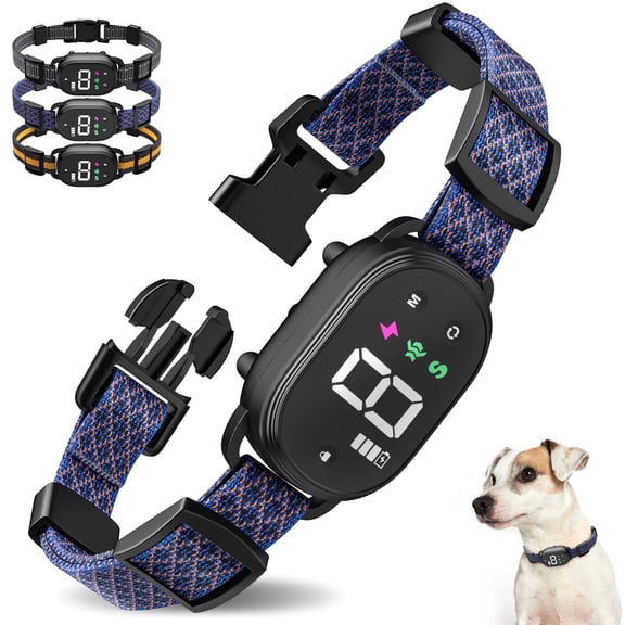 Bark Collar for Large Medium Small Dogs,No Bark Collar,Rechargeable Anti Barking Training Collar with 8 Adjustable Sensitivity,Bark Shock Collar with Beep,Blue