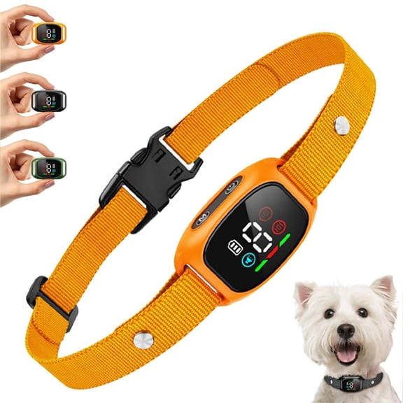 Bark Collar for Small Dogs 5-18lbs, No Shock Anti Barking Collars-Beep Vibration & 8 Sensitivity Levels, Smart Bark Detection Waterproof Humane Stop Barking Dog Control Device, Orange