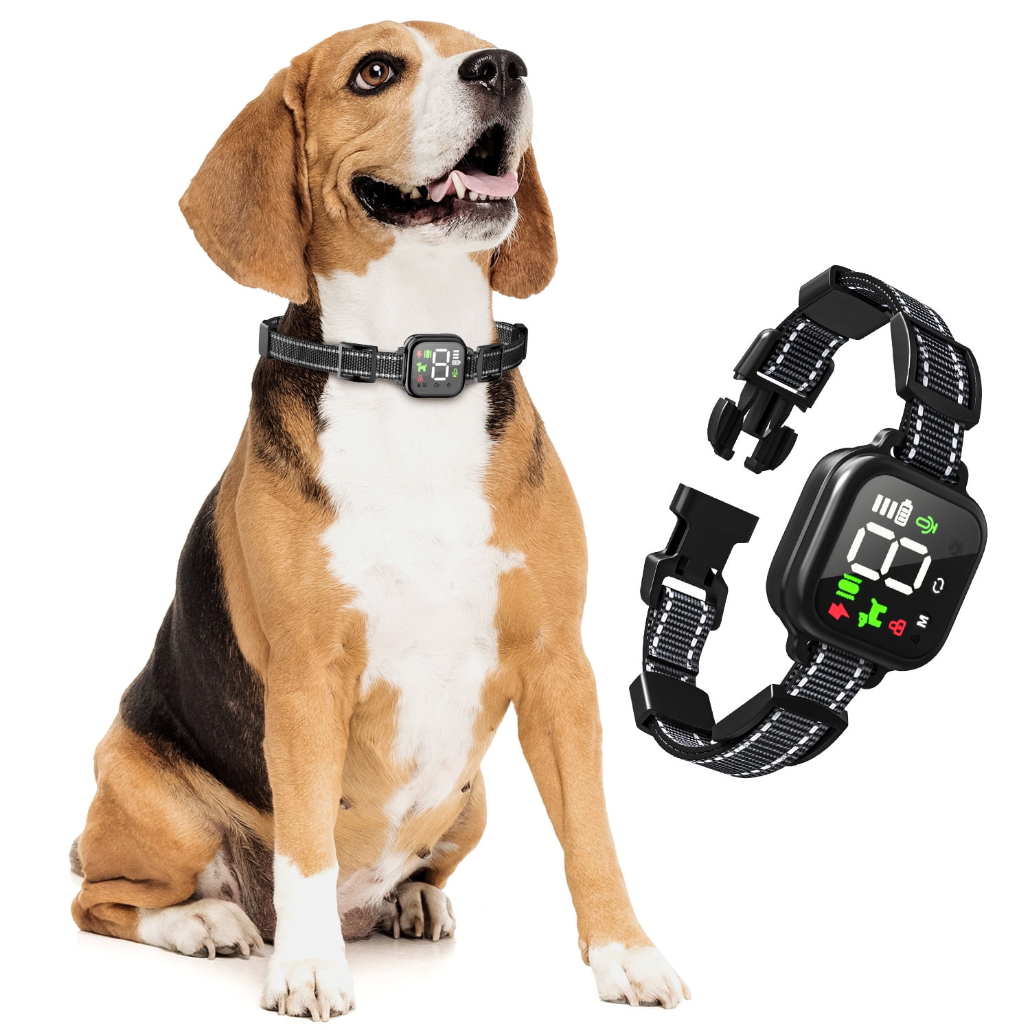 Bark Collar for Large Dogs 4 Modes Shock Collar Color Screen Auto Smart Anti Barking Collar for Training Dogs Shock Collar with Beep Vibration Shock Black in Seychelles at SCR 518