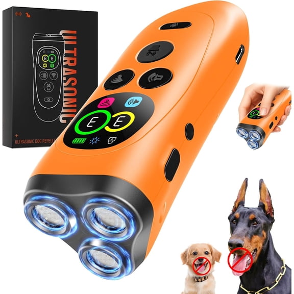 Bark Deterrent Device,3X Anti Barking with Color LCD Screen,7 Modes 35 FT Range Correct Bad Behavior Indoors Outdoors,Safe & Humane Rechargeable Bark Control for Dogs-Orange