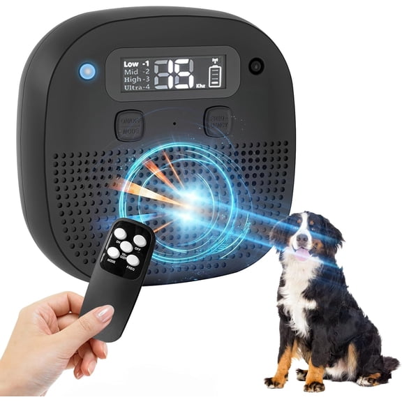 Bark Deterrent Devices, Rechargeable Anti Barking Device for Dogs with Sensor & 60ft Remote Control, Adjustable Bark Stopper Indoor Outdoor