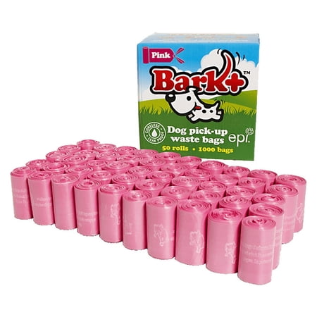 Bark+ Dog Waste Poop Bags, 50 rolls / 1000 Bags, Pink