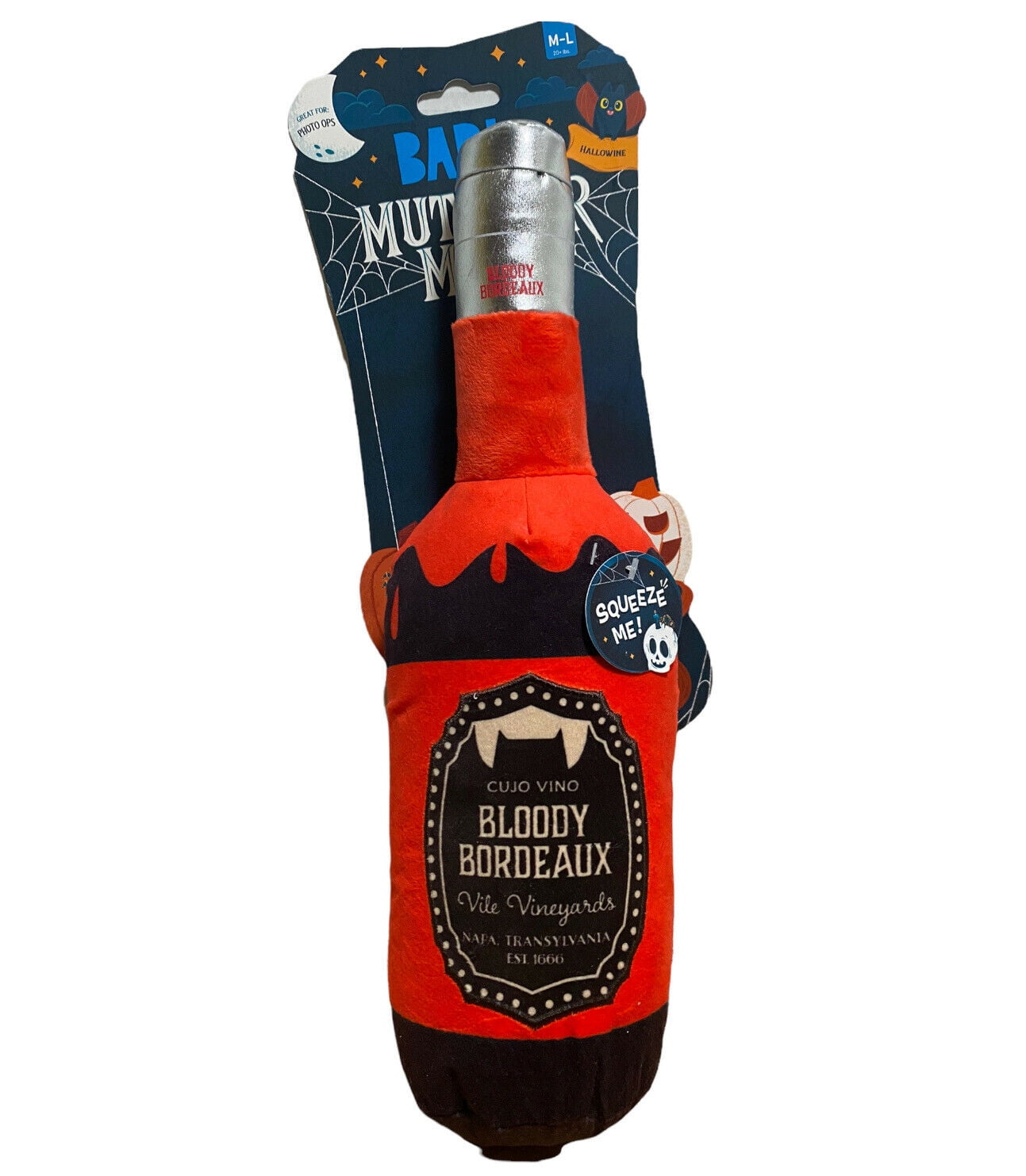 Bark MUTTSTER MASH Bloody Bordeaux Wine Bottle Dog Toy M L NEW Bloody Mary