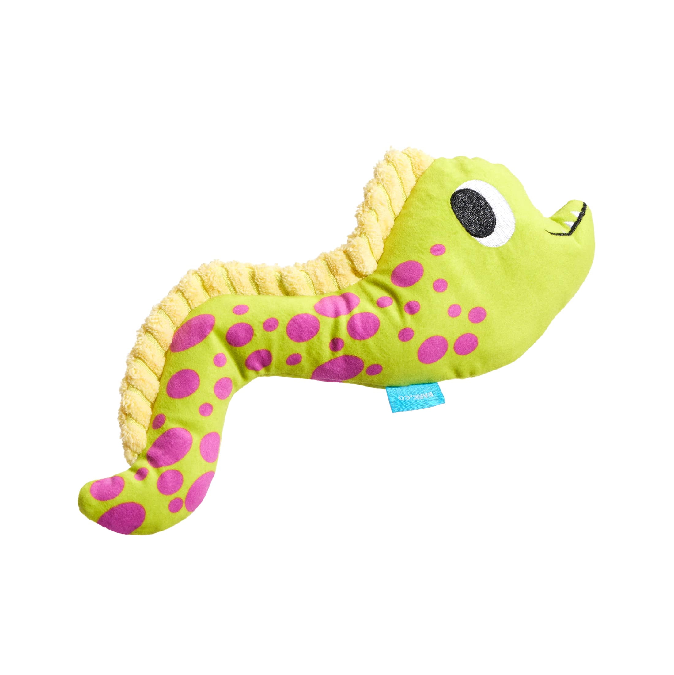 BARK Maury Eel Ocean Eel Squeaky Plush Dog Toy, Green