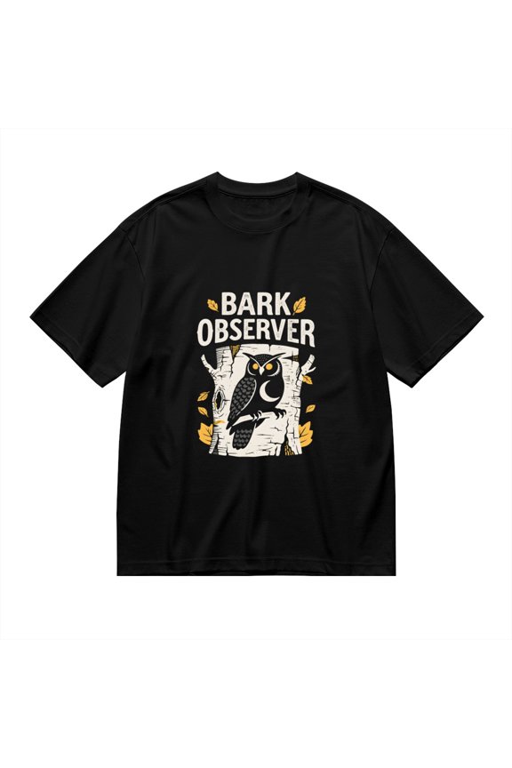Bark Observer,owl With Moon Print 1, T Shirt for Men, Vintage Graphic Tees Men, 23686730,XXL