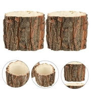 Foxnovo 2pcs Wood Flower Pot Light Brown Barrel Planters