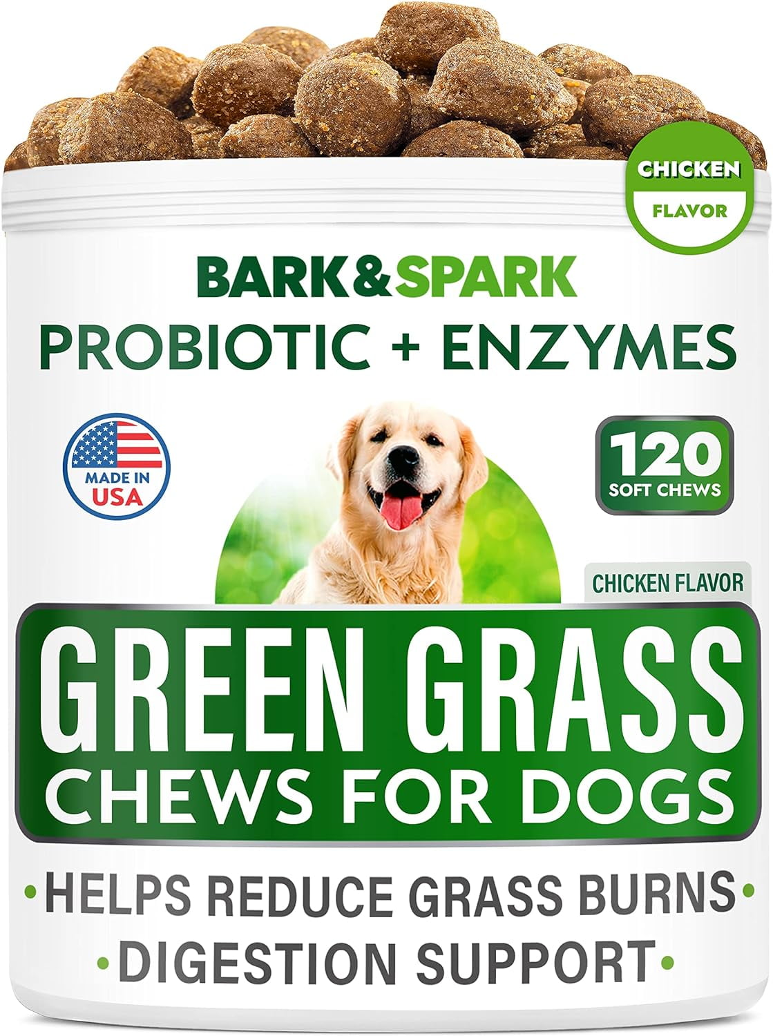 Bark&Spark AllNatural Grass Burn Spot Chews for Dogs Pee Lawn Spot