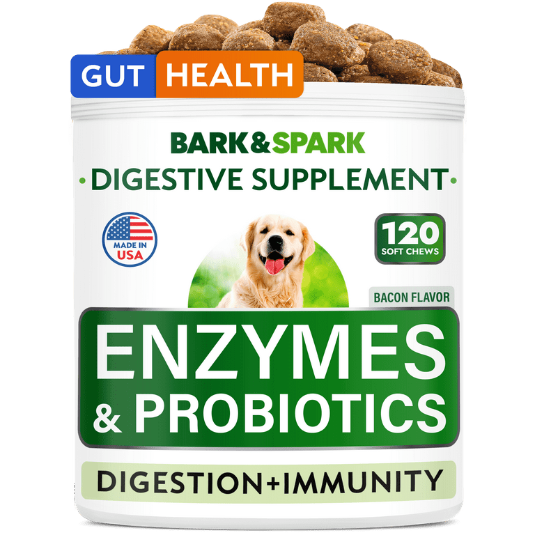 Bark Spark Dog Probiotics Digestive Enzymes Allergy Relief 120Ct Bacon Flavor Walmart