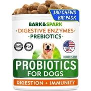Bark&Spark Probiotic Chews for Dogs - Digestive Enzymes, Diarrhea & Upset Stomach Relief - Gut Health, Fiber, Prebiotic - Chicken Flavor