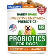 BARK&SPARK Probiotics Chews for Dogs & Digestive Enzymes + Digestion & Gut Health Treats, Probiotics for dogs, Fiber Supplement, Anti Diarrhea, Constipation, Upset Stomach&Gas Relief