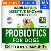BARK&SPARK Probiotics Chews for Dogs & Digestive Enzymes + Digestion & Gut Health Treats, Probiotics for dogs, Fiber Supplement, Anti Diarrhea, Constipation, Upset Stomach&Gas Relief