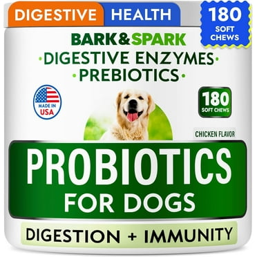 BARK&SPARK Probiotics Chews for Dogs & Digestive Enzymes   Digestion & Gut Health Treats, Probiotics for dogs, Fiber Supplement, Anti Diarrhea, Constipation, Upset Stomach&Gas Relief