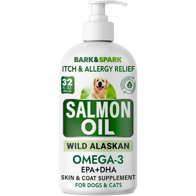 Bark&Spark Salmon Oil for Dogs & Cats Natural Omega3 Fish Oil for