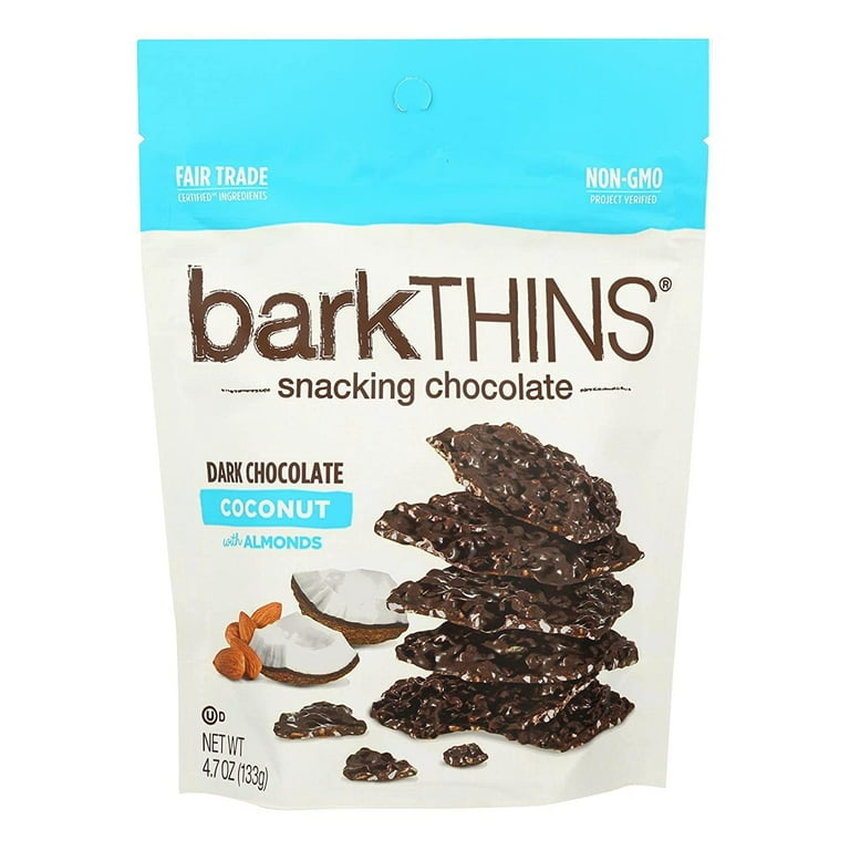 Bark Thins Snacking Chocolate Dark Chocolate Toasted Coconut with Almonds -  4.7 oz Pack of 3