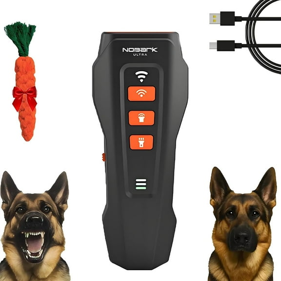 No Bark Ultra Indoor/Outdoor Anti Dog Barking Device, Nobark Ultra Sonic Emitter Dog Training Tool, Rechargeable Anti Bark Device for Dogs Safe & Effective with Flashlight (Black)