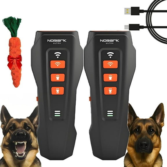 No Bark Ultra Indoor/Outdoor Anti Dog Barking Device, Nobark Ultra Sonic Emitter Dog Training Tool, Rechargeable Anti Bark Device for Dogs Safe & Effective with Flashlight (Black*2)