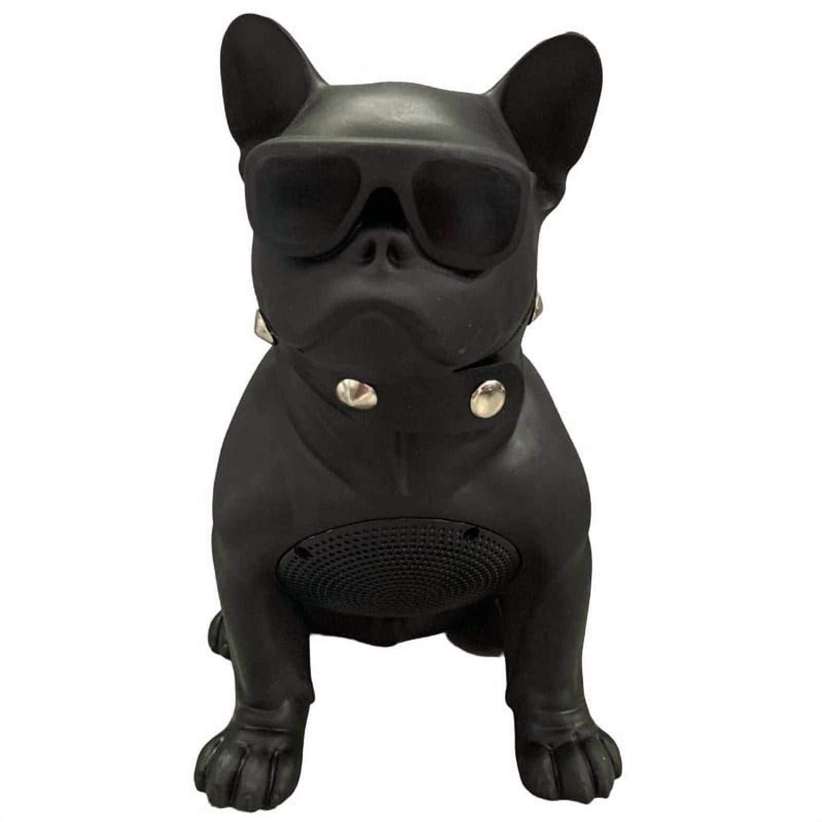 BarkBeat French Bulldog Bluetooth Speaker - Wireless Portable Loud Speaker with Deep Bass, FM Radio, Rechargeable Battery, Stylish Collar - Black