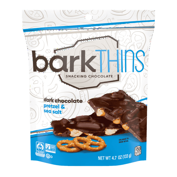 BarkTHINS Fair Trade Snacking Chocolate Dark Chocolate Pretzel with Sea Salt - 4.7 oz Pack of 3