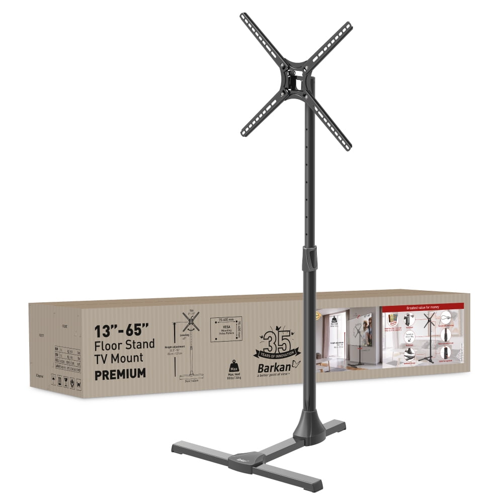 Barkan Black Adjustable Floor Stand TV Mount for 13-65 Inch Screens