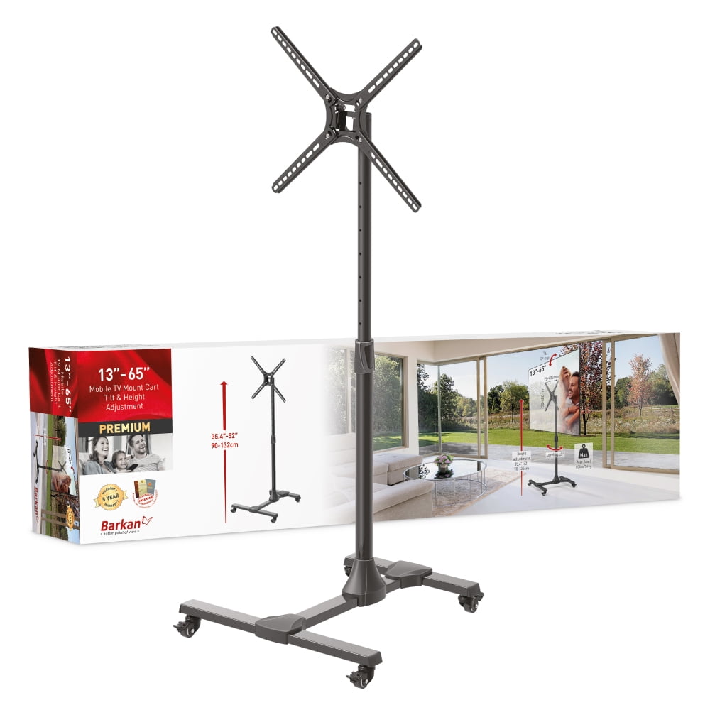 Black Adjustable Mobile TV Stand for 13-65 Inch Screens