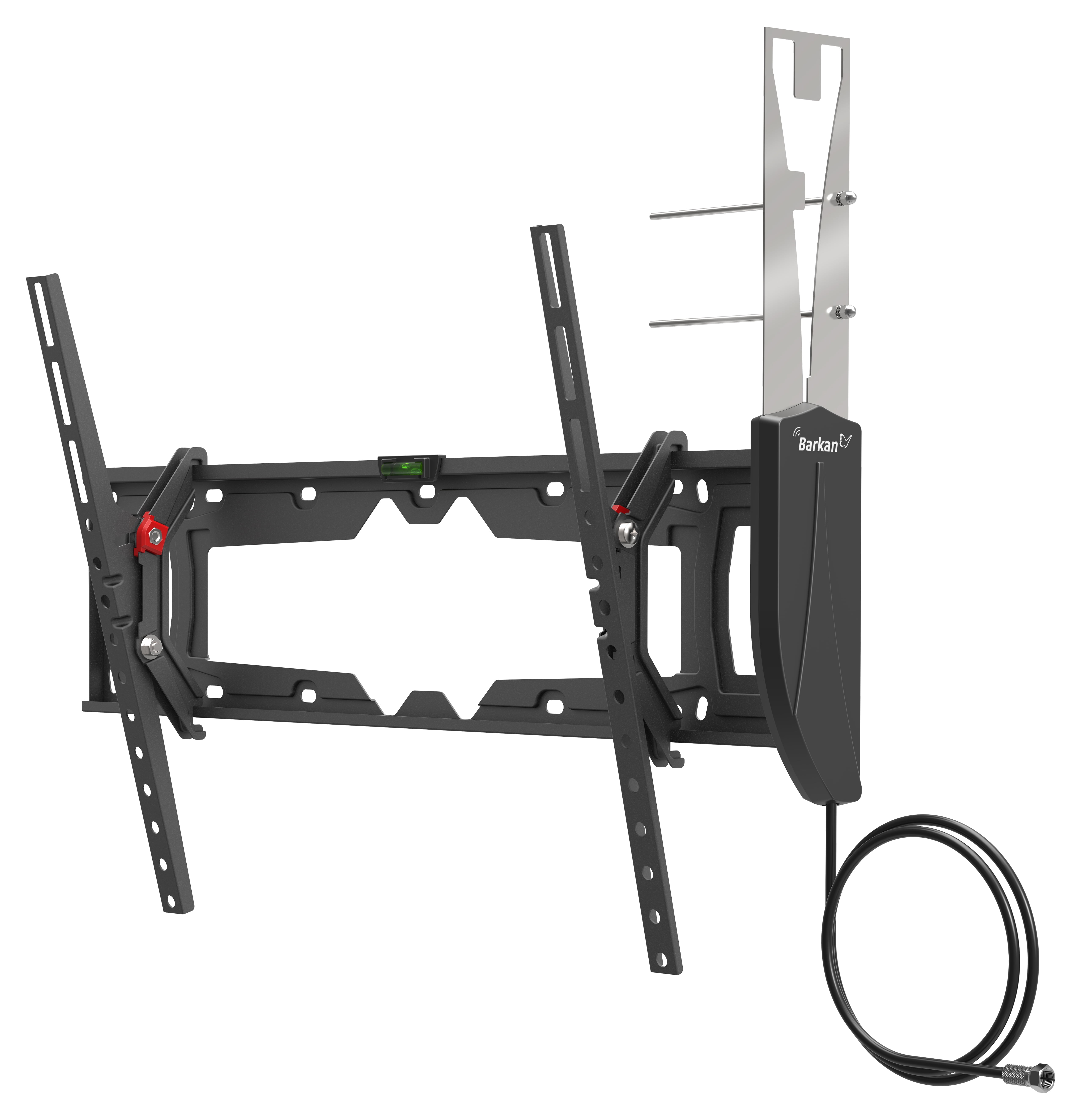 Barkan 19 - 80 inch Tilt TV Wall Mount with Integrated HDTV Indoor Antenna, Premium For all wall types, Flat / Curved Screen Bracket, Holds up to 110lbs, Auto Lock Patented, Fits LED OLED LCD