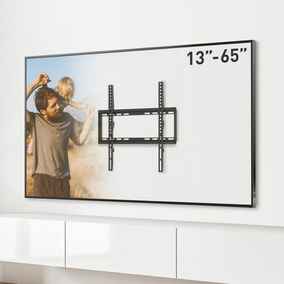 Barkan Fixed TV Wall Mount 110 lbs Black Very Low Profile Extra Stable 2 Year Warranty