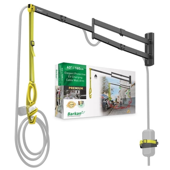 Barkan Full Motion 63” / 160cm Elegant Protective EV Charging Cable Wall Arm 11 lbs Black