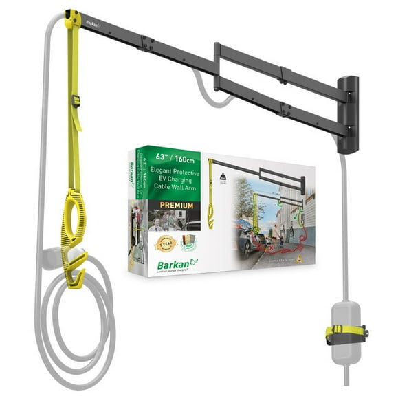 Barkan Full Motion 63 / 160cm Elegant Protective EV Charging Cable Wall Arm 11 lbs Black