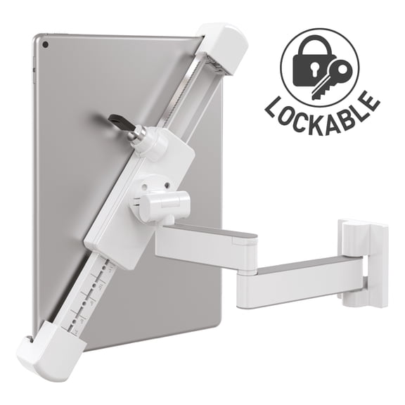 Barkan Lockable Tablet Mount Holder for 7-14 inch Devices Premium, Anti-Theft, Full Motion Articulating, 360 degree Rotation Bracket, fits Apple iPad/Air/Mini, Samsung Galaxy Tab, Fire HD 7/8/10