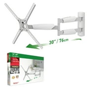 Barkan Long White TV Wall Mount, 13 - 65 inch Full Motion Patented Premium Flat / Curved Screen Bracket, Holds up to 80lbs, Extremely Extendable, Fits LED OLED LCD