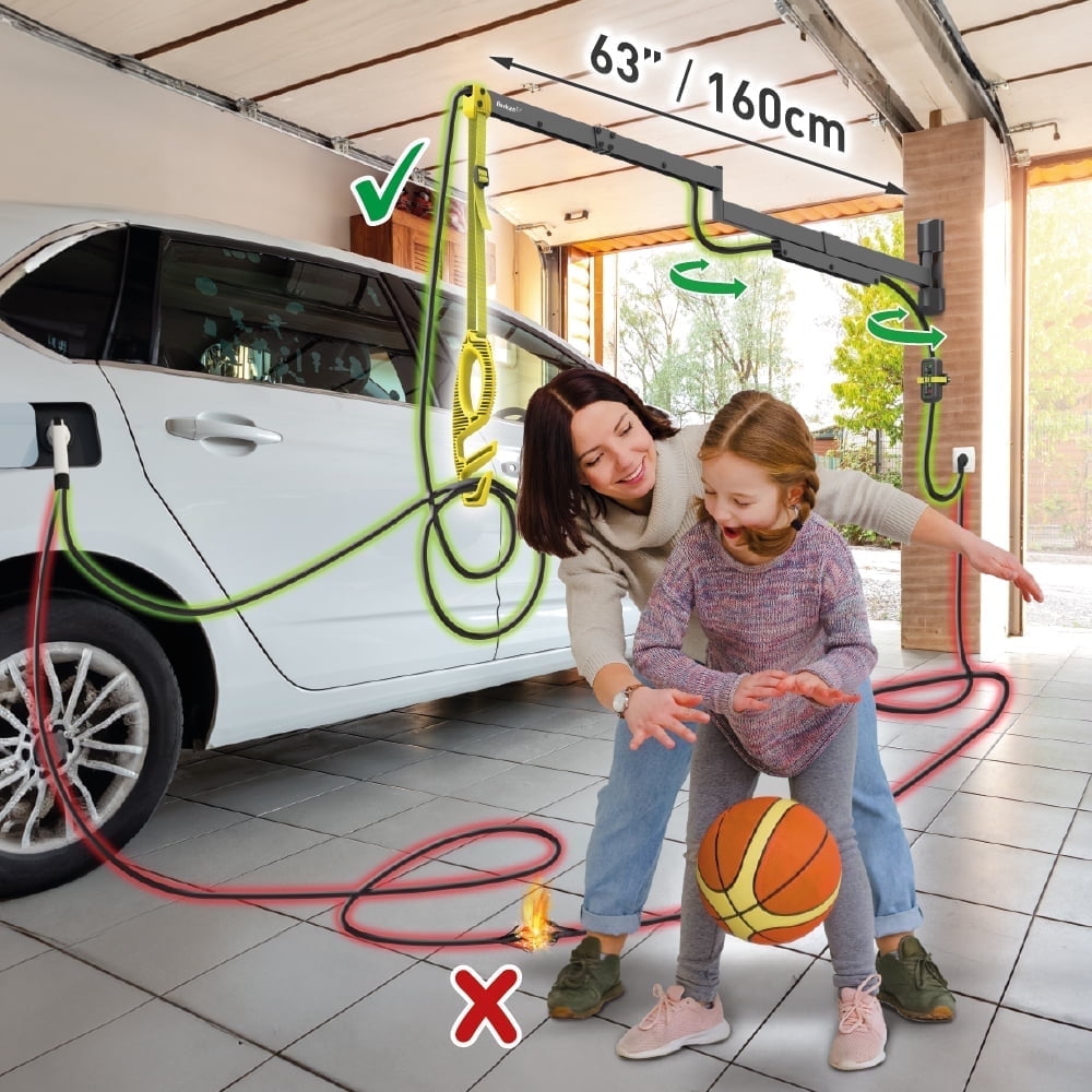Walmart sales :  Barkan, Retractable EV Charger Cable Wall Arm, 63" length, 5 Year Warranty, Weatherproof, Retractor Arm, for Level 1 and Level 2 EV chargers