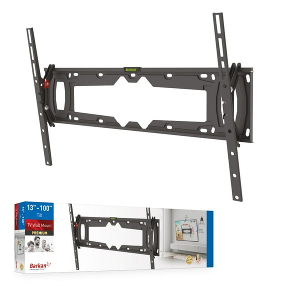 Barkan TV Tilt Wall Mount, 32 - 90 inch Flat / Curved Screen Bracket, Holds up to 132lbs, Auto Lock Patented, Very Low Profile, Extra Stable, Fits LED OLED LCD