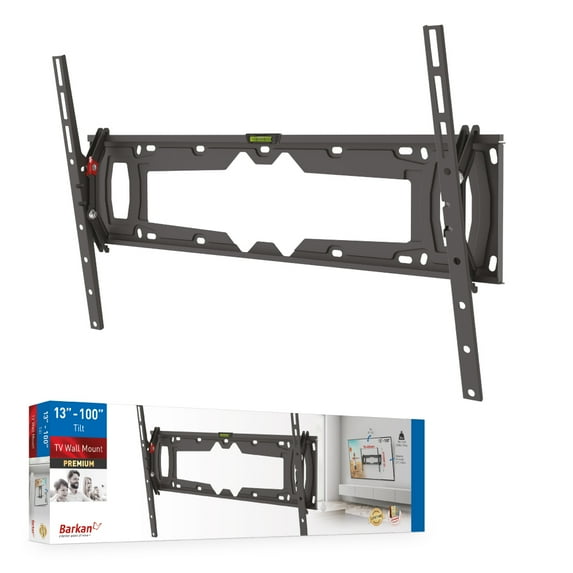 Barkan TV Tilt Wall Mount, 32 - 90 inch Flat / Curved Screen Bracket, Holds up to 132lbs, Auto Lock Patented, Very Low Profile, Extra Stable, Fits LED OLED LCD