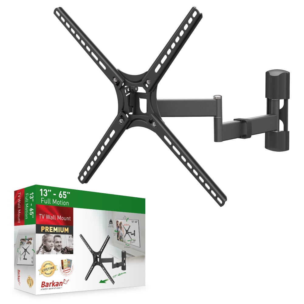Barkan TV Wall Mount, 13-65 inch Full Motion Articulating - 4 Movement Flat/Curved Screen Bracket, Holds up to 55lbs, Patented Fits LED OLED LCD