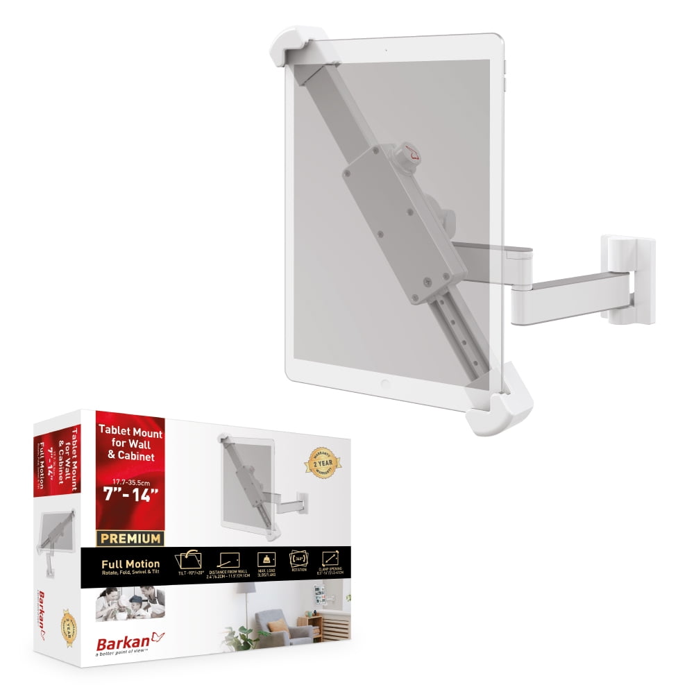 Barkan Tablet Mount Holder for 7 - 14 inch Devices, Fixed, 360 degree Rotation Bracket, fits Apple iPad / Air / Mini, Samsung Galaxy Tab, Fire HD 7 / 8 / 10