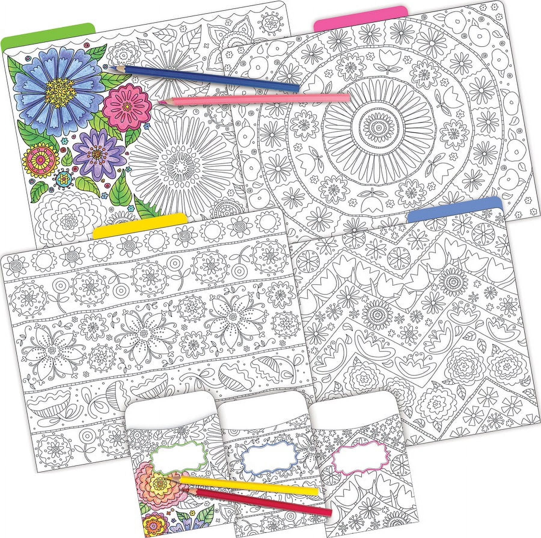 Barker Creek 12 File Folders 30 Peel & Stick Pocket Set - Color Me! In My Garden (BC3538)