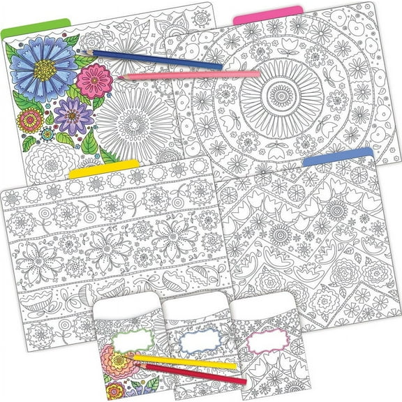 Barker Creek 12 File Folders 30 Peel & Stick Pocket Set - Color Me! In My Garden (BC3538)