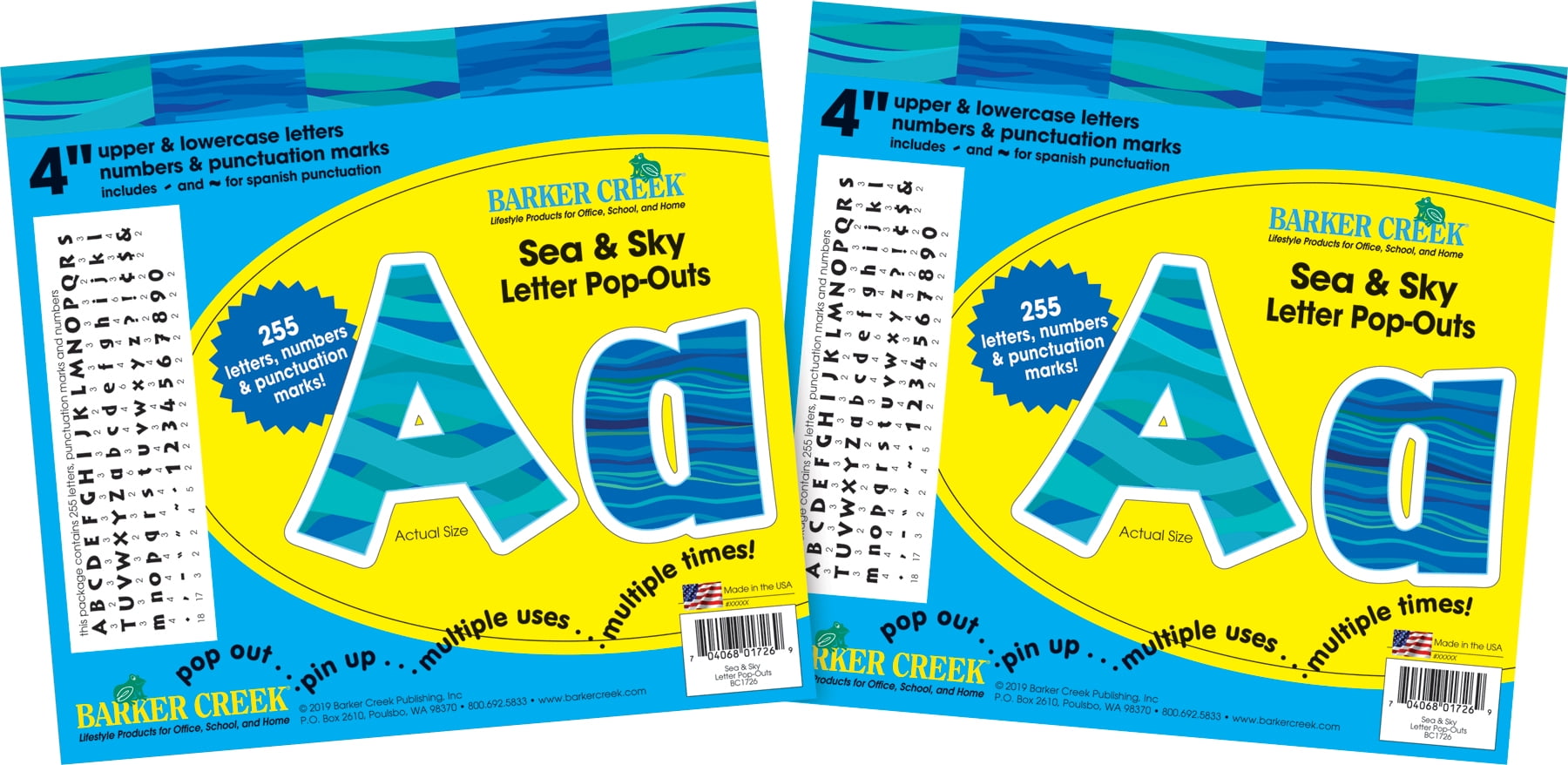 Barker Creek Sea & Sky 4" Letter Pop-outs - 510 Characters