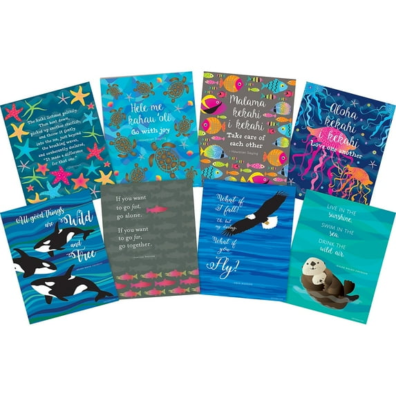 Barker Creek Art Prints Set of 8, Set of Inspirational Art Prints with a Motivational Theme from Barker Creek's Kai Ola and Sea & Sky Collection , 8" x 10", Suitable for Framing, Set of 8 (4188)