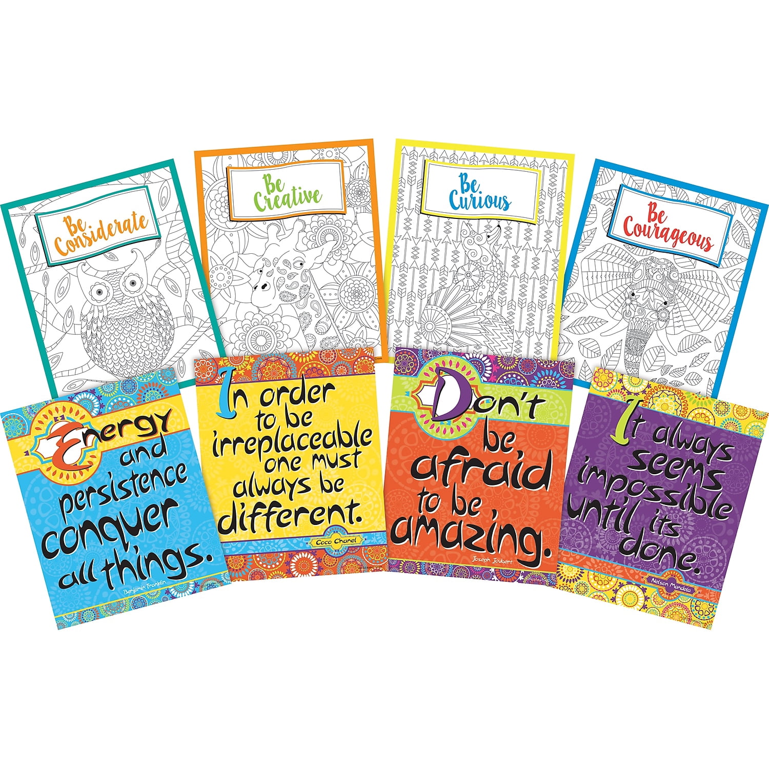 Barker Creek Be Courageous Motivational Art Prints, Set of 8