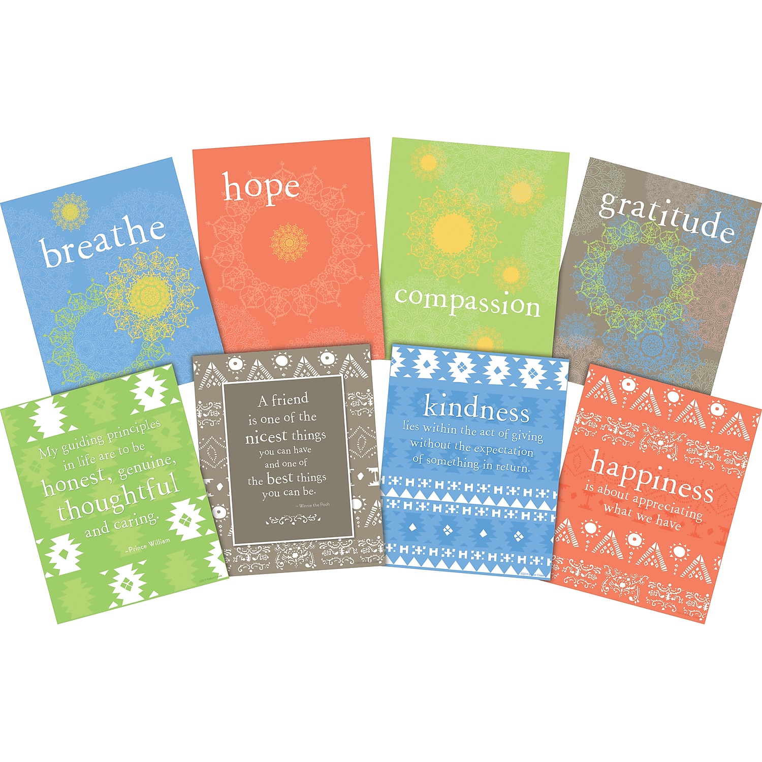 Barker Creek Be Kind Motivational Art Prints ̶ Set of 8, 8" x 10"