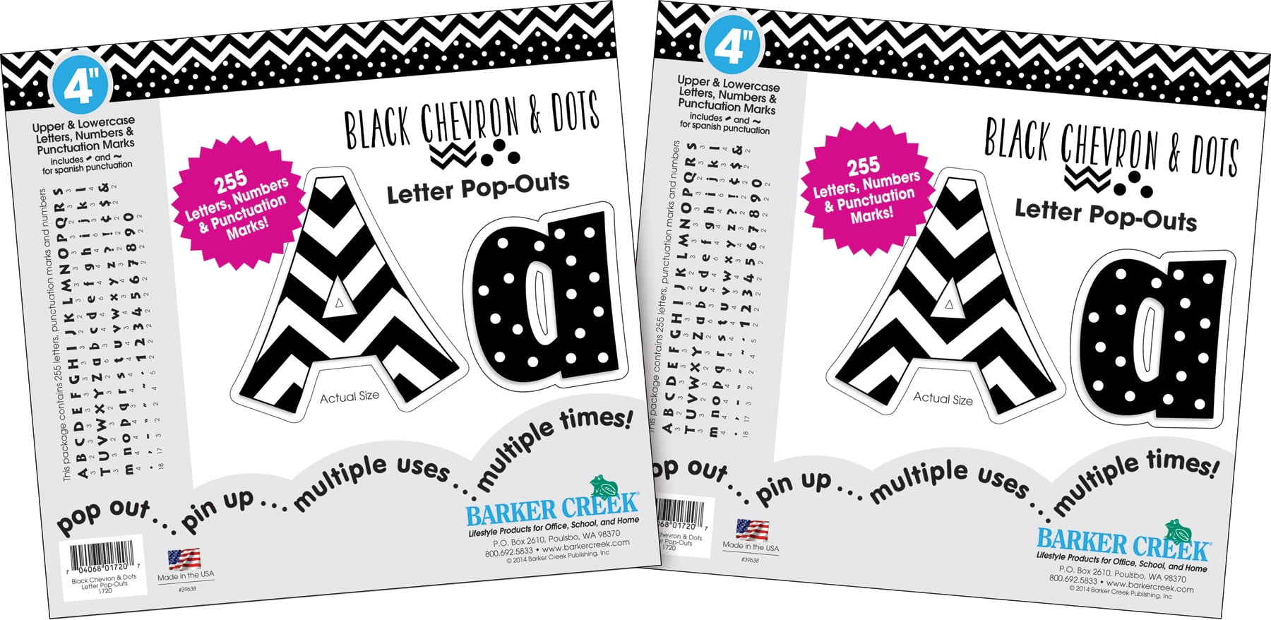 Barker Creek Black Chevron & Dots 4" Letter Pop-outs - 510 Characters