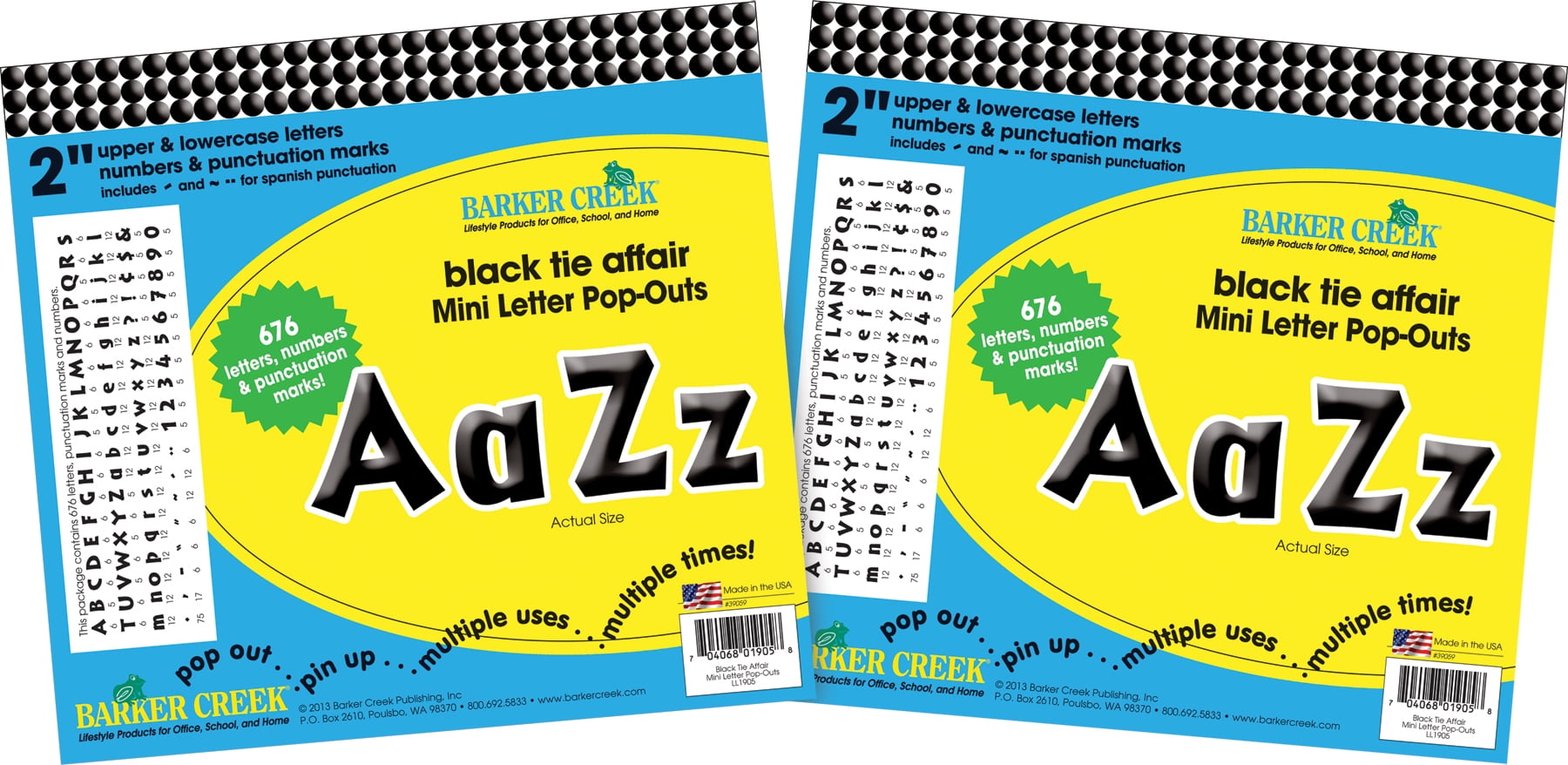 Barker Creek Black Tie Affair 2" Letter Pop-Outs - 1352 Characters
