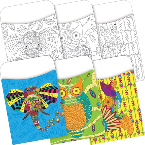 Barker Creek Bohemian Animals Library Pocket Set (6 designs) - Set of 60